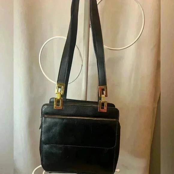 Mano Black Leather classic style shoulder bag - Picture 2 of 12